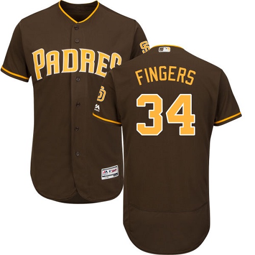 Padres #34 Rollie Fingers Brown Flexbase Authentic Collection Stitched MLB Jersey